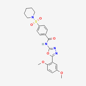 molecular formula C22H24N4O6S B2786295 N-(5-(2,5-dimethoxyphenyl)-1,3,4-oxadiazol-2-yl)-4-(piperidin-1-ylsulfonyl)benzamide CAS No. 921095-88-7