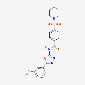 molecular formula C21H22N4O4S2 B2786296 N-(5-(3-(methylthio)phenyl)-1,3,4-oxadiazol-2-yl)-4-(piperidin-1-ylsulfonyl)benzamide CAS No. 886912-70-5