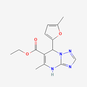 molecular formula C14H16N4O3 B2786301 Ethyl 5-methyl-7-(5-methyl-2-furyl)-4,7-dihydro[1,2,4]triazolo[1,5-a]pyrimidine-6-carboxylate CAS No. 537002-43-0
