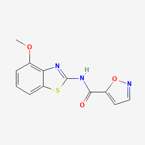 molecular formula C12H9N3O3S B2786307 N-(4-methoxybenzo[d]thiazol-2-yl)isoxazole-5-carboxamide CAS No. 919758-69-3