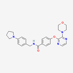 molecular formula C26H29N5O3 B2786313 4-{[3-(morpholin-4-yl)pyrazin-2-yl]oxy}-N-[4-(pyrrolidin-1-yl)benzyl]benzamide CAS No. 1115876-86-2