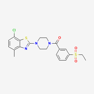 molecular formula C21H22ClN3O3S2 B2786317 (4-(7-Chloro-4-methylbenzo[d]thiazol-2-yl)piperazin-1-yl)(3-(ethylsulfonyl)phenyl)methanone CAS No. 886930-06-9