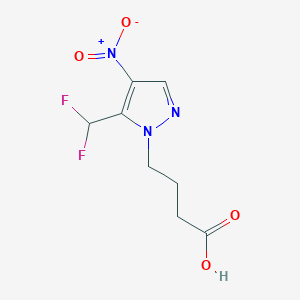 molecular formula C8H9F2N3O4 B2786321 4-[5-(Difluoromethyl)-4-nitropyrazol-1-yl]butanoic acid CAS No. 1946812-24-3