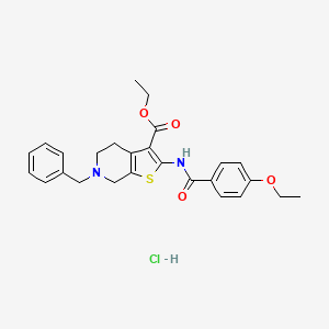 molecular formula C26H29ClN2O4S B2786326 Ethyl 6-benzyl-2-(4-ethoxybenzamido)-4,5,6,7-tetrahydrothieno[2,3-c]pyridine-3-carboxylate hydrochloride CAS No. 1217119-07-7