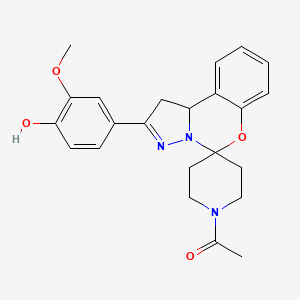 molecular formula C23H25N3O4 B2786327 1-(2-(4-Hydroxy-3-methoxyphenyl)-1,10b-dihydrospiro[benzo[e]pyrazolo[1,5-c][1,3]oxazine-5,4'-piperidin]-1'-yl)ethanone CAS No. 890095-90-6