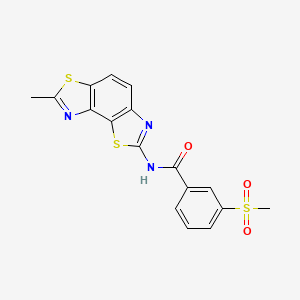 molecular formula C17H13N3O3S3 B2786332 N-(7-methylbenzo[1,2-d:3,4-d']bis(thiazole)-2-yl)-3-(methylsulfonyl)benzamide CAS No. 896290-27-0