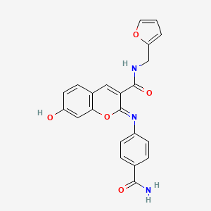 (2Z)-2-[(4-carbamoylphenyl)imino]-N-(furan-2-ylmethyl)-7-hydroxy-2H-chromene-3-carboxamide