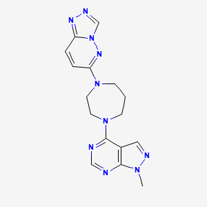 molecular formula C16H18N10 B2786337 6-(4-(1-methyl-1H-pyrazolo[3,4-d]pyrimidin-4-yl)-1,4-diazepan-1-yl)-[1,2,4]triazolo[4,3-b]pyridazine CAS No. 2320853-20-9