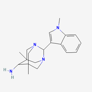 molecular formula C19H26N4 B2786338 5,7-dimethyl-2-(1-methyl-1H-indol-3-yl)-1,3-diazatricyclo[3.3.1.1~3,7~]decan-6-amine CAS No. 951626-53-2