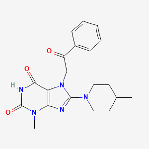 molecular formula C20H23N5O3 B2786342 3-methyl-8-(4-methylpiperidin-1-yl)-7-(2-oxo-2-phenylethyl)-1H-purine-2,6(3H,7H)-dione CAS No. 919017-68-8