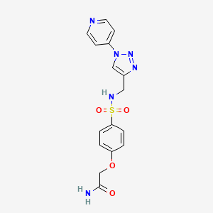 molecular formula C16H16N6O4S B2786343 2-(4-(N-((1-(pyridin-4-yl)-1H-1,2,3-triazol-4-yl)methyl)sulfamoyl)phenoxy)acetamide CAS No. 2034460-21-2