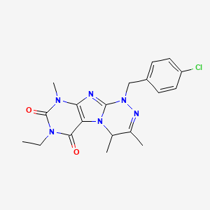 molecular formula C19H21ClN6O2 B2786344 1-[(4-chlorophenyl)methyl]-7-ethyl-3,4,9-trimethyl-5,7,9-trihydro-4H-1,2,4-tri azino[4,3-h]purine-6,8-dione CAS No. 919024-88-7