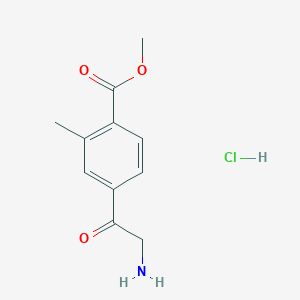 molecular formula C11H14ClNO3 B2786346 Methyl 4-(2-aminoacetyl)-2-methylbenzoate;hydrochloride CAS No. 2361634-36-6