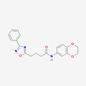 molecular formula C20H19N3O4 B278635 N-(2,3-dihydro-1,4-benzodioxin-6-yl)-4-(3-phenyl-1,2,4-oxadiazol-5-yl)butanamide 