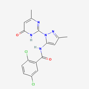 molecular formula C16H13Cl2N5O2 B2786364 2,5-dichloro-N-(3-methyl-1-(4-methyl-6-oxo-1,6-dihydropyrimidin-2-yl)-1H-pyrazol-5-yl)benzamide CAS No. 1019099-58-1