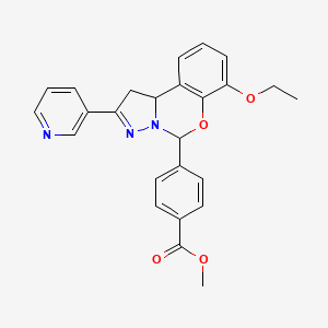 molecular formula C25H23N3O4 B2786368 Methyl 4-(7-ethoxy-2-pyridin-3-yl-1,10b-dihydropyrazolo[1,5-c][1,3]benzoxazin-5-yl)benzoate CAS No. 438575-63-4