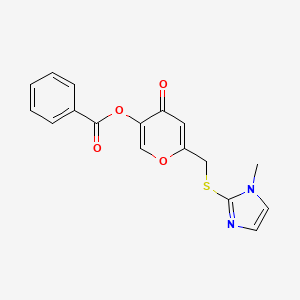 molecular formula C17H14N2O4S B2786380 6-(((1-methyl-1H-imidazol-2-yl)thio)methyl)-4-oxo-4H-pyran-3-yl benzoate CAS No. 896306-89-1