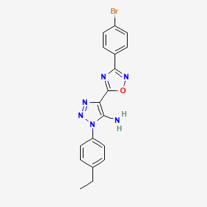 molecular formula C18H15BrN6O B2786381 4-(3-(4-bromophenyl)-1,2,4-oxadiazol-5-yl)-1-(4-ethylphenyl)-1H-1,2,3-triazol-5-amine CAS No. 931739-31-0