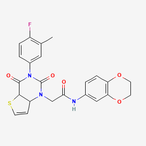 molecular formula C23H18FN3O5S B2786382 N-(2,3-dihydro-1,4-benzodioxin-6-yl)-2-[3-(4-fluoro-3-methylphenyl)-2,4-dioxo-1H,2H,3H,4H-thieno[3,2-d]pyrimidin-1-yl]acetamide CAS No. 1260945-20-7
