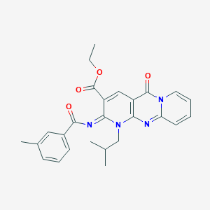 molecular formula C26H26N4O4 B2786387 (Z)-ethyl 1-isobutyl-2-((3-methylbenzoyl)imino)-5-oxo-2,5-dihydro-1H-dipyrido[1,2-a:2',3'-d]pyrimidine-3-carboxylate CAS No. 534577-15-6