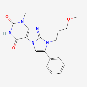 molecular formula C18H19N5O3 B2786389 4-hydroxy-8-(3-methoxypropyl)-1-methyl-7-phenyl-1H-imidazo[2,1-f]purin-2(8H)-one CAS No. 879436-29-0