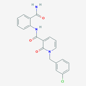 molecular formula C20H16ClN3O3 B2786392 N-(2-carbamoylphenyl)-1-(3-chlorobenzyl)-2-oxo-1,2-dihydropyridine-3-carboxamide CAS No. 946222-45-3