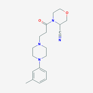 molecular formula C19H26N4O2 B2786402 4-{3-[4-(3-Methylphenyl)piperazin-1-yl]propanoyl}morpholine-3-carbonitrile CAS No. 2094634-05-4