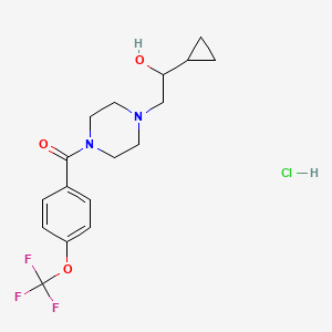 molecular formula C17H22ClF3N2O3 B2786403 (4-(2-Cyclopropyl-2-hydroxyethyl)piperazin-1-yl)(4-(trifluoromethoxy)phenyl)methanone hydrochloride CAS No. 1396869-02-5