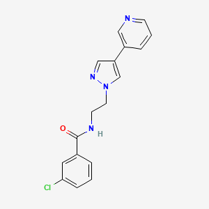 molecular formula C17H15ClN4O B2786418 3-chloro-N-{2-[4-(pyridin-3-yl)-1H-pyrazol-1-yl]ethyl}benzamide CAS No. 2097924-75-7