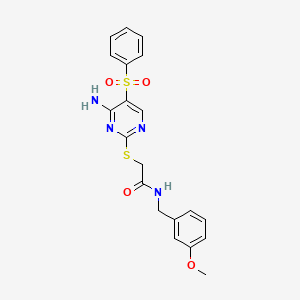 molecular formula C20H20N4O4S2 B2786424 2-((4-amino-5-(phenylsulfonyl)pyrimidin-2-yl)thio)-N-(3-methoxybenzyl)acetamide CAS No. 1428350-93-9