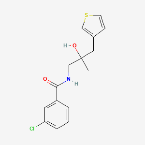 molecular formula C15H16ClNO2S B2786425 3-chloro-N-{2-hydroxy-2-[(thiophen-3-yl)methyl]propyl}benzamide CAS No. 2097913-76-1