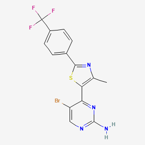 molecular formula C15H10BrF3N4S B2786429 5-Bromo-4-{4-methyl-2-[4-(trifluoromethyl)phenyl]-1,3-thiazol-5-yl}pyrimidin-2-amine CAS No. 499796-53-1