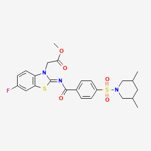 molecular formula C24H26FN3O5S2 B2786435 Methyl 2-[2-[4-(3,5-dimethylpiperidin-1-yl)sulfonylbenzoyl]imino-6-fluoro-1,3-benzothiazol-3-yl]acetate CAS No. 865198-18-1