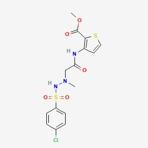 molecular formula C15H16ClN3O5S2 B2786440 Methyl 3-[(2-{2-[(4-chlorophenyl)sulfonyl]-1-methylhydrazino}acetyl)amino]-2-thiophenecarboxylate CAS No. 861212-55-7