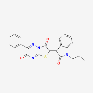molecular formula C22H16N4O3S B2786443 (2Z)-2-(2-oxo-1-propyl-1,2-dihydro-3H-indol-3-ylidene)-6-phenyl-7H-[1,3]thiazolo[3,2-b][1,2,4]triazine-3,7(2H)-dione CAS No. 607385-03-5
