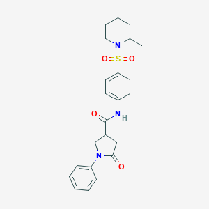 molecular formula C23H27N3O4S B278645 N-{4-[(2-methylpiperidin-1-yl)sulfonyl]phenyl}-5-oxo-1-phenylpyrrolidine-3-carboxamide 
