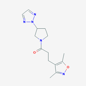 molecular formula C14H19N5O2 B2786454 1-(3-(2H-1,2,3-triazol-2-yl)pyrrolidin-1-yl)-3-(3,5-dimethylisoxazol-4-yl)propan-1-one CAS No. 2034490-51-0