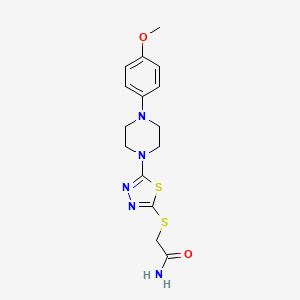 molecular formula C15H19N5O2S2 B2786455 2-((5-(4-(4-Methoxyphenyl)piperazin-1-yl)-1,3,4-thiadiazol-2-yl)thio)acetamide CAS No. 1105197-97-4