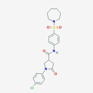 molecular formula C23H26ClN3O4S B278646 N-[4-(azepan-1-ylsulfonyl)phenyl]-1-(4-chlorophenyl)-5-oxopyrrolidine-3-carboxamide 