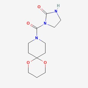 molecular formula C12H19N3O4 B2786471 1-(1,5-Dioxa-9-azaspiro[5.5]undecane-9-carbonyl)imidazolidin-2-one CAS No. 1797309-19-3