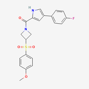 molecular formula C21H19FN2O4S B2786473 (4-(4-fluorophenyl)-1H-pyrrol-2-yl)(3-((4-methoxyphenyl)sulfonyl)azetidin-1-yl)methanone CAS No. 1797176-89-6