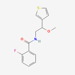 molecular formula C14H14FNO2S B2786476 2-fluoro-N-(2-methoxy-2-(thiophen-3-yl)ethyl)benzamide CAS No. 1448045-83-7