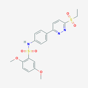 molecular formula C20H21N3O6S2 B2786479 N-(4-(6-(ethylsulfonyl)pyridazin-3-yl)phenyl)-2,5-dimethoxybenzenesulfonamide CAS No. 921543-03-5