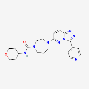 molecular formula C21H26N8O2 B2786481 N-(Oxan-4-yl)-4-(3-pyridin-4-yl-[1,2,4]triazolo[4,3-b]pyridazin-6-yl)-1,4-diazepane-1-carboxamide CAS No. 2380182-24-9