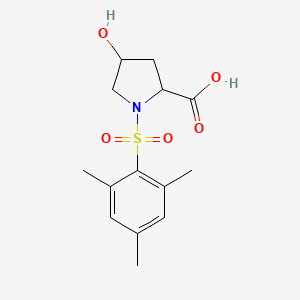 molecular formula C14H19NO5S B2786486 4-Hydroxy-1-(2,4,6-trimethylbenzenesulfonyl)pyrrolidine-2-carboxylic acid CAS No. 1007999-66-7