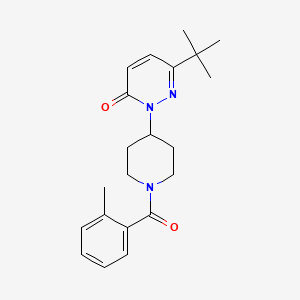 molecular formula C21H27N3O2 B2786487 6-Tert-butyl-2-[1-(2-methylbenzoyl)piperidin-4-yl]pyridazin-3-one CAS No. 2320856-20-8