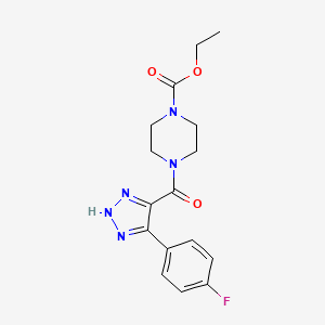 molecular formula C16H18FN5O3 B2786495 ethyl 4-(4-(4-fluorophenyl)-1H-1,2,3-triazole-5-carbonyl)piperazine-1-carboxylate CAS No. 1798485-46-7