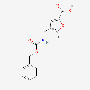 molecular formula C15H15NO5 B2786500 5-Methyl-4-(phenylmethoxycarbonylaminomethyl)furan-2-carboxylic acid CAS No. 2287316-83-8