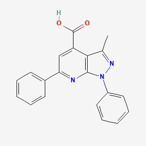 molecular formula C20H15N3O2 B2786517 3-Methyl-1,6-diphenyl-1H-pyrazolo[3,4-b]pyridine-4-carboxylic acid CAS No. 749218-99-3