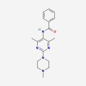 molecular formula C18H23N5O B2786519 N-(4,6-dimethyl-2-(4-methylpiperazin-1-yl)pyrimidin-5-yl)benzamide CAS No. 1448035-91-3
